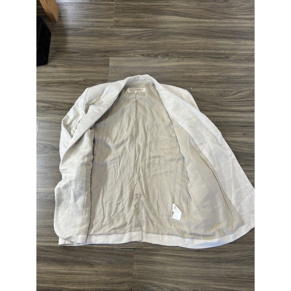 Free People Reggie Women's Blazer Sz M Linen Lining Beige Neutral - Picture 5 of 8